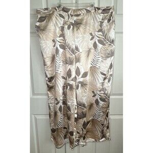 NEW Girl With Curves Slinky Satin Palm Leaf Palazzo Wide Leg Pants Pockets Sz 4X